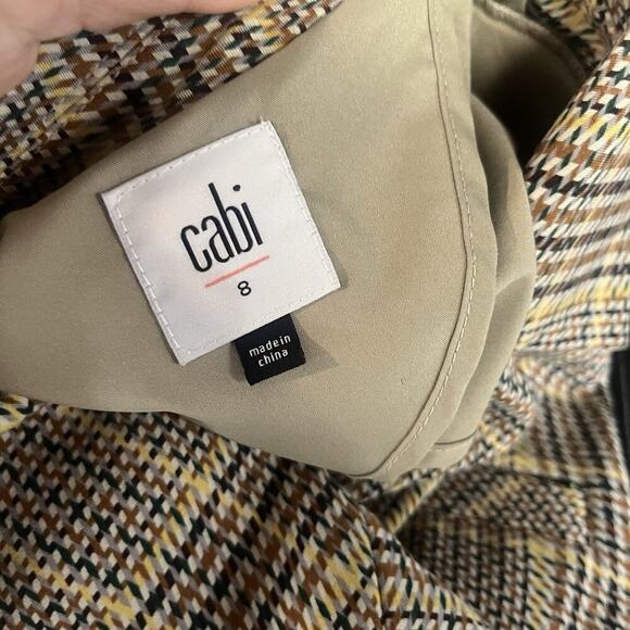 CABI Blazer Jacket size 8 Camel Brown Yellow Plaid Stretch Career Casual Pockets - Picture 11 of 11